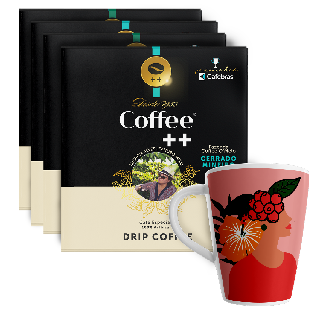Kit 3 Cafés Campeão Produtora Luciana Melo + 1 Caneca Rosa de Brinde - Drip Coffee - 30 Sachês