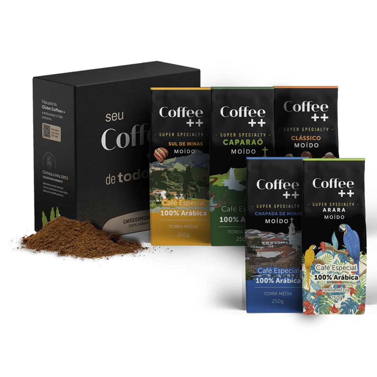 Kit Caparaó Arara Família e Clássico - Moído 5 Pacotes - Coffee Mais