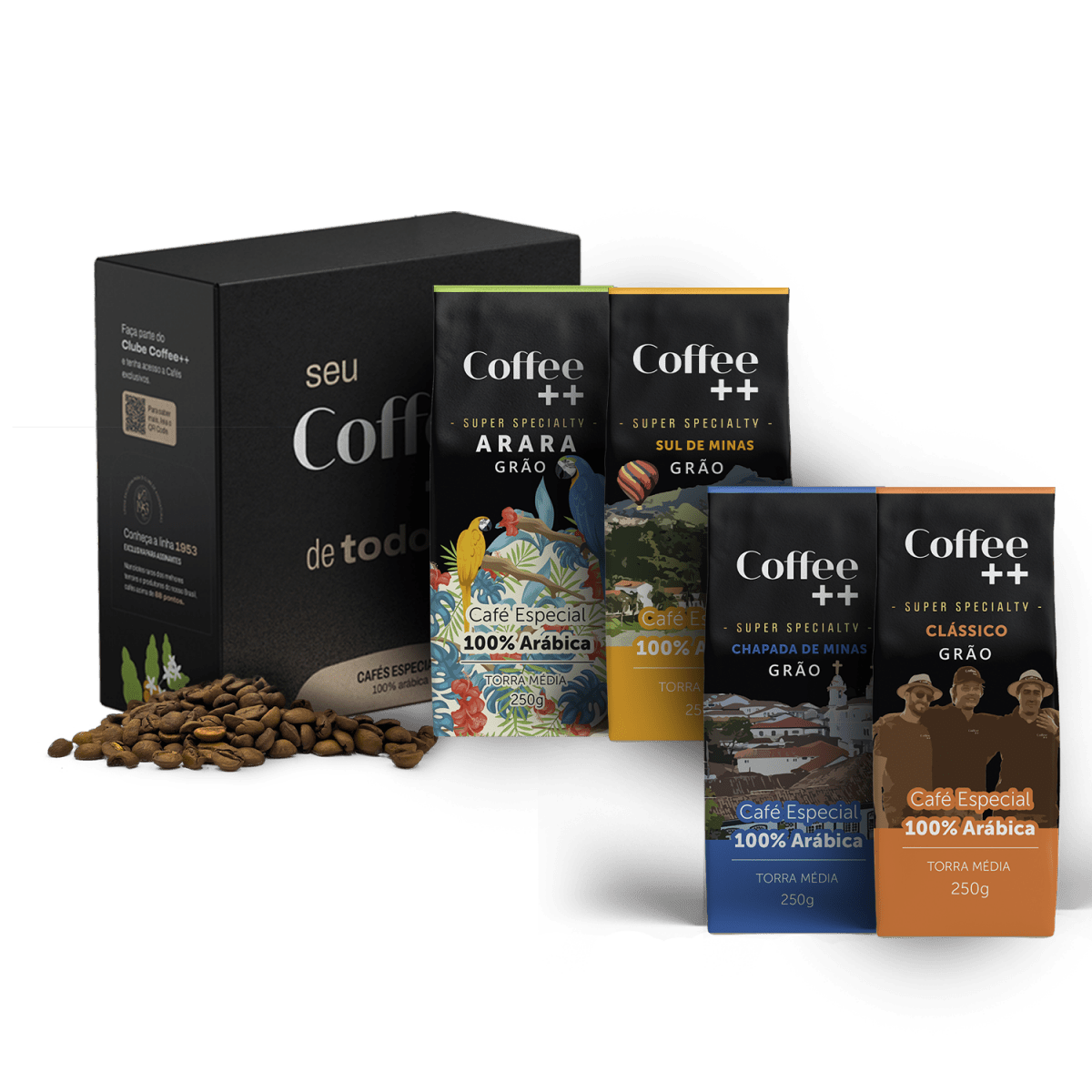 Kit Clássico Arara Chapada e Sul de Minas | Grãos - 4 Pacotes - Coffee Mais