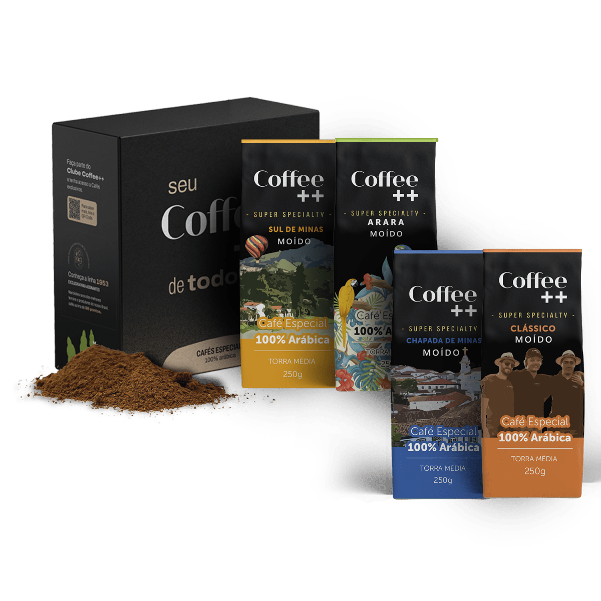 Kit Clássico Arara Sul de Minas e Chapada de Minas | Moído - 4 Pacotes - Coffee Mais