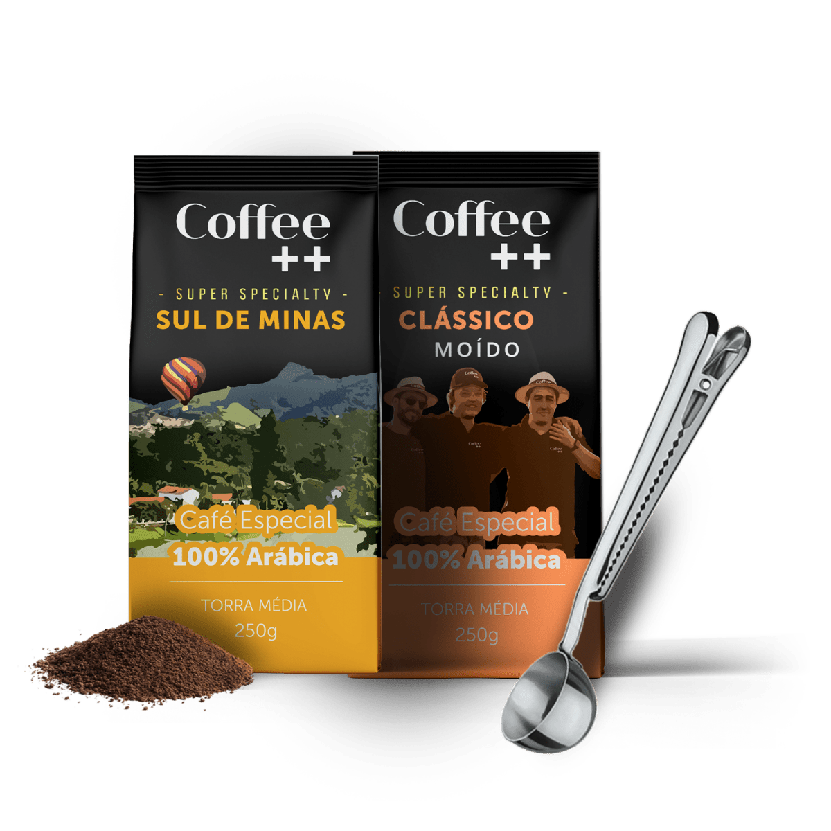 Kit Café Especial Coffee++ Moído 500g: Clássico, Sul de Minas e