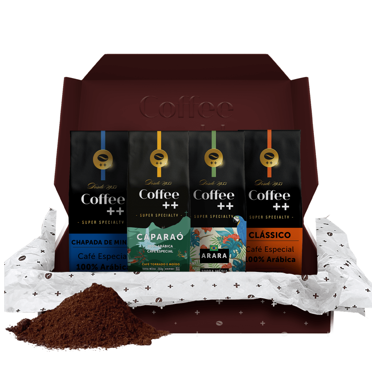 Kit de Café Especial Caparaó Chapada de Minas Clássico e Arara | Moído - 4 Pacotes - Coffee Mais