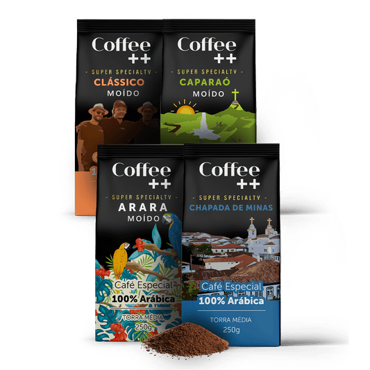 Kit de Café Especial Caparaó Chapada de Minas Clássico e Arara | Moído - 4 Pacotes - Coffee Mais