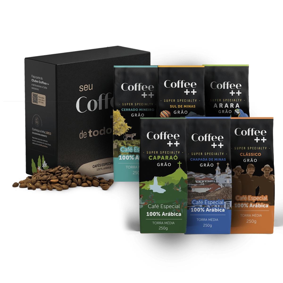 Kit Família com Caparó | Grãos - 6 Pacotes - Coffee Mais