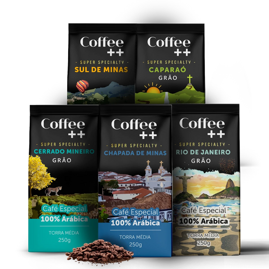 Kit Minas Gerais e Rio de Janeiro | Grãos - 5 Pacotes - Coffee Mais