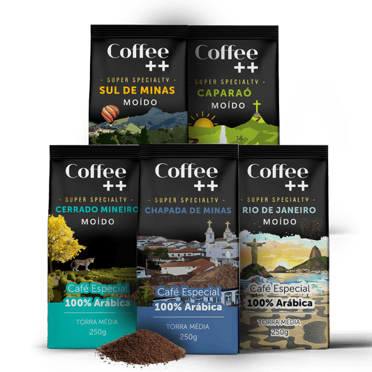 Kit Minas Gerais e Rio de Janeiro | Moído - 5 Pacotes - Coffee Mais