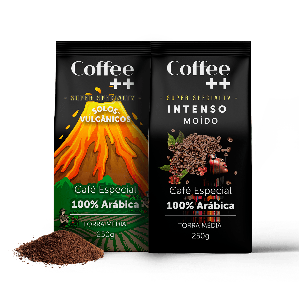 Kit Solos Vulcânicos e Intenso | Moído - 2 Pacotes - Coffee Mais