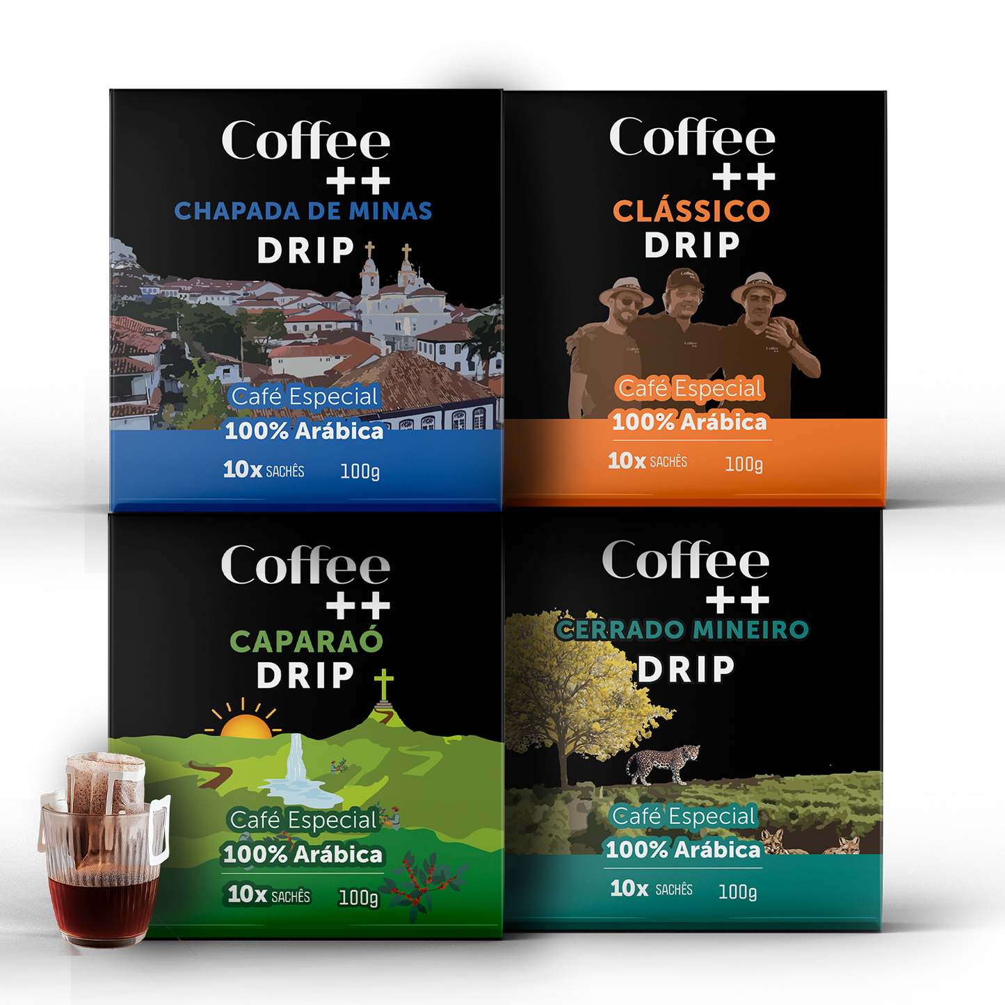 Kit Clássico, Cerrado Mineiro, Chapada de Minas e Caparaó | Drip Coffee - 40 Sachês