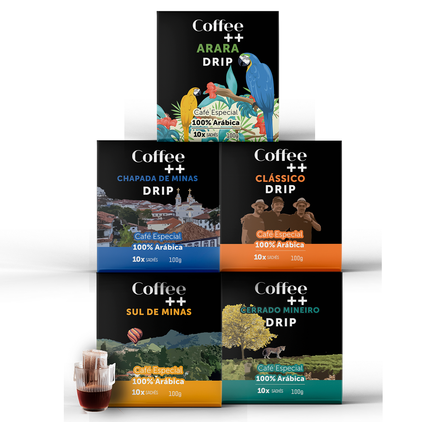 Kit Fazendas, Clássico e Arara | Drip Coffee - 50 Sachês