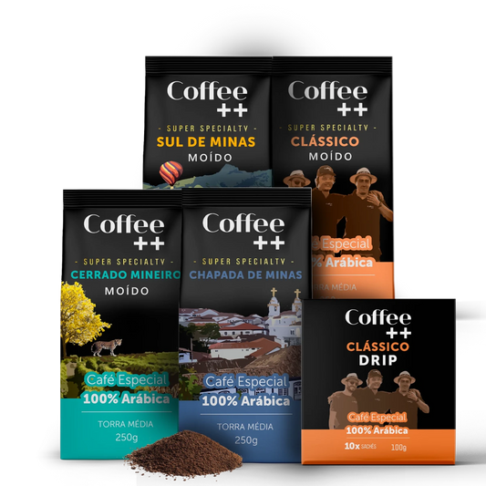 Kit | 4 Cafés Moído - Fazendas e Clássico + 1 Drip Coffee Clássico - Coffee Mais