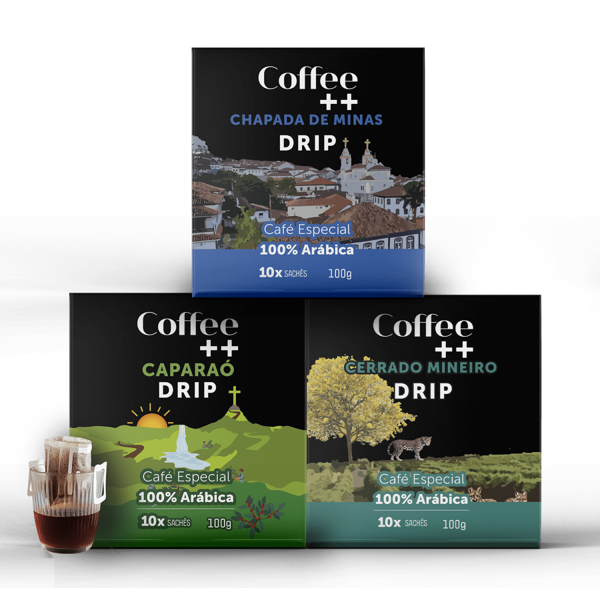 Kit Cerrado Mineiro, Chapada de Minas e Caparaó | Drip Coffee - 30 Sachês - Coffee Mais