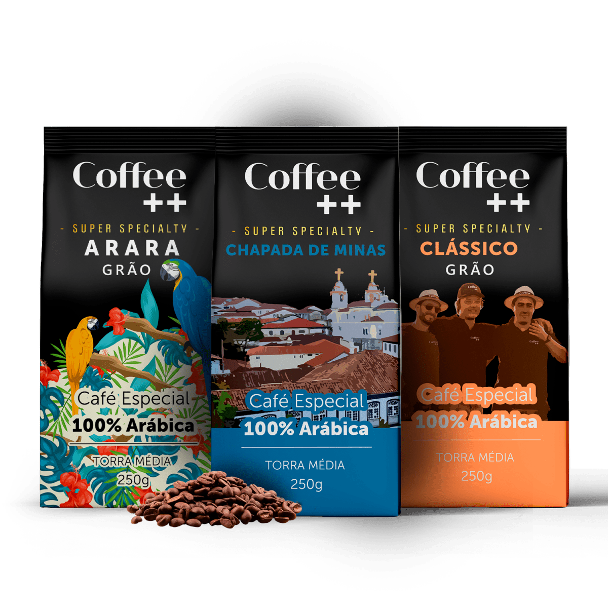 Kit Clássico Arara e Chapada de Minas | Grãos - 3 Pacotes - Coffee Mais