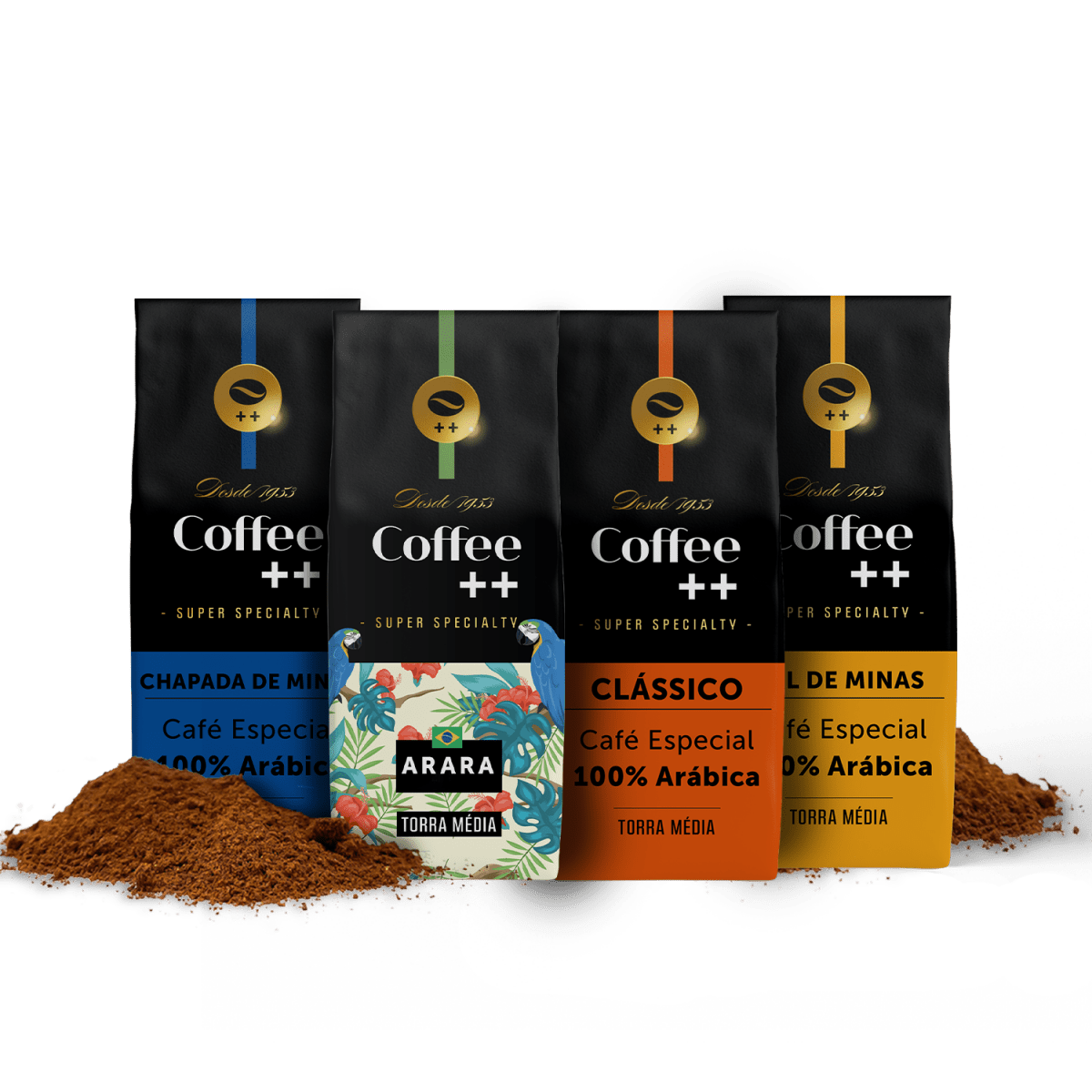 Kit Clássico Arara Sul de Minas e Chapada de Minas | Moído - 4 Pacotes - Coffee Mais