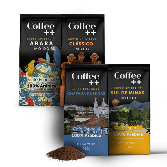 Kit Clássico Arara Sul de Minas e Chapada de Minas | Moído - 4 Pacotes - Coffee Mais
