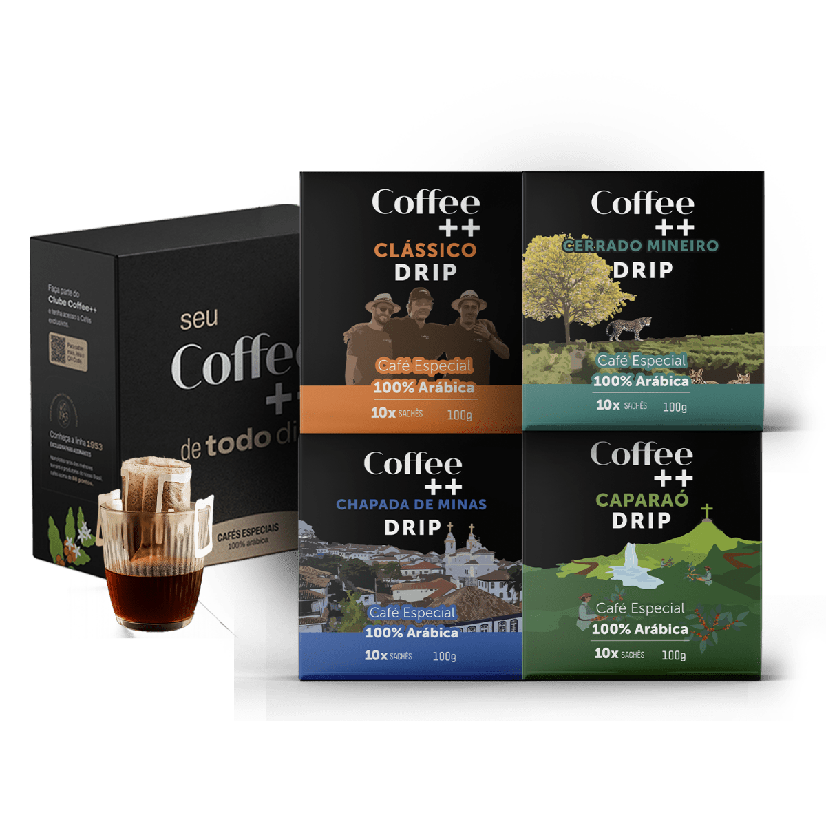 Kit Clássico, Cerrado Mineiro, Chapada de Minas e Caparaó | Drip Coffee - 40 Sachês - Coffee Mais