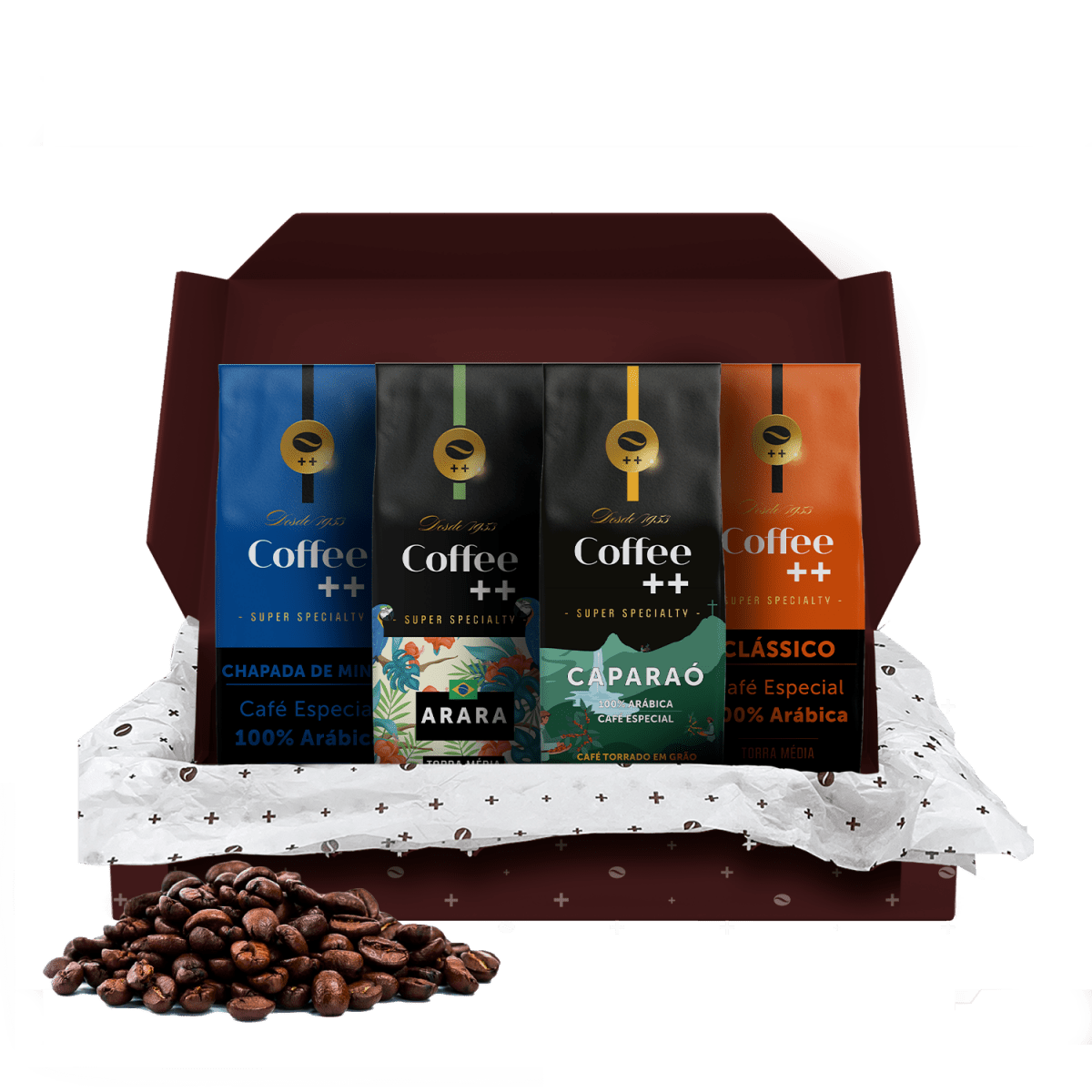 kit de Café Especial Caparaó Chapada de Minas Clássico e Arara | Grãos - 4 Pacotes - Coffee Mais