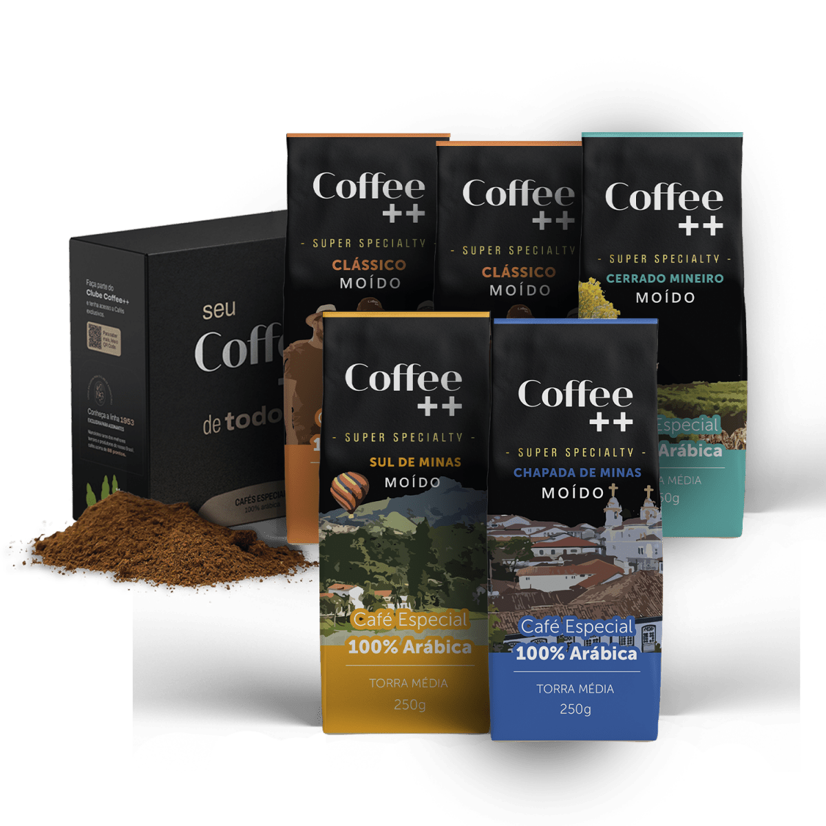 Kit de Café Especial Clássico Cerrado Chapada e Sul de Minas | Moído - 5 Pacotes - Coffee Mais