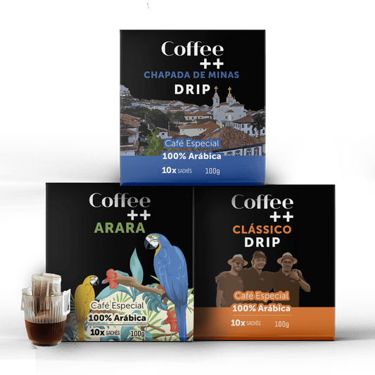 Kit Drip Coffee - Clássico + Chapada de Minas + Arara - 30 Sachês - Coffee Mais