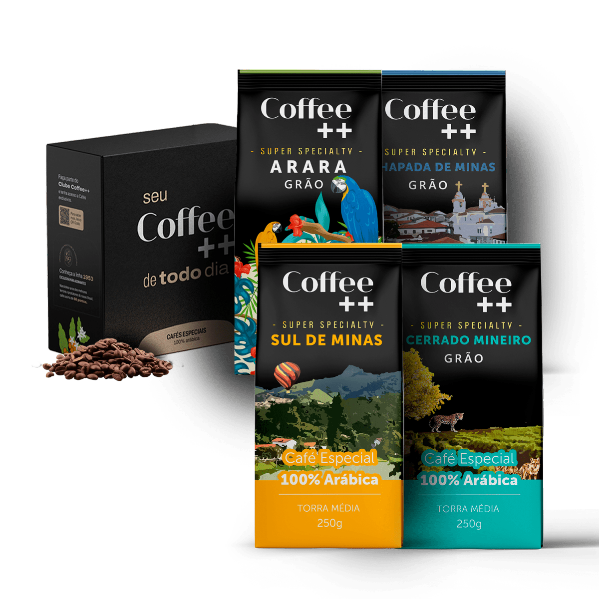 Kit Fazendas e Arara | Grãos - 4 Pacotes - Coffee Mais