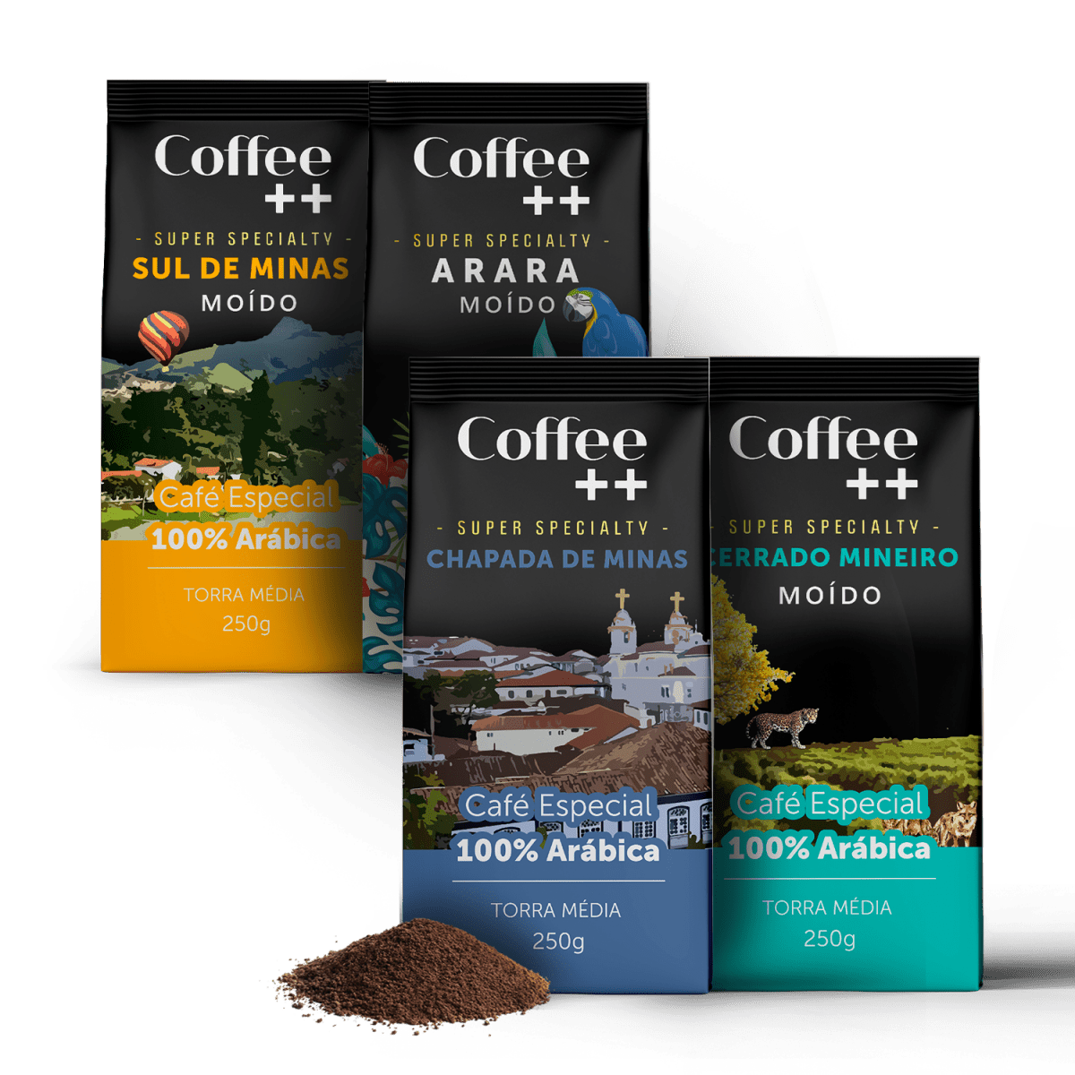 Kit Fazendas e Arara | Moído - 4 Pacotes - Coffee Mais