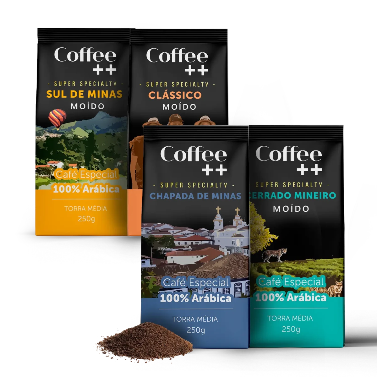 Kit Fazendas e Clássico | Moído - 4 Pacotes - Coffee Mais