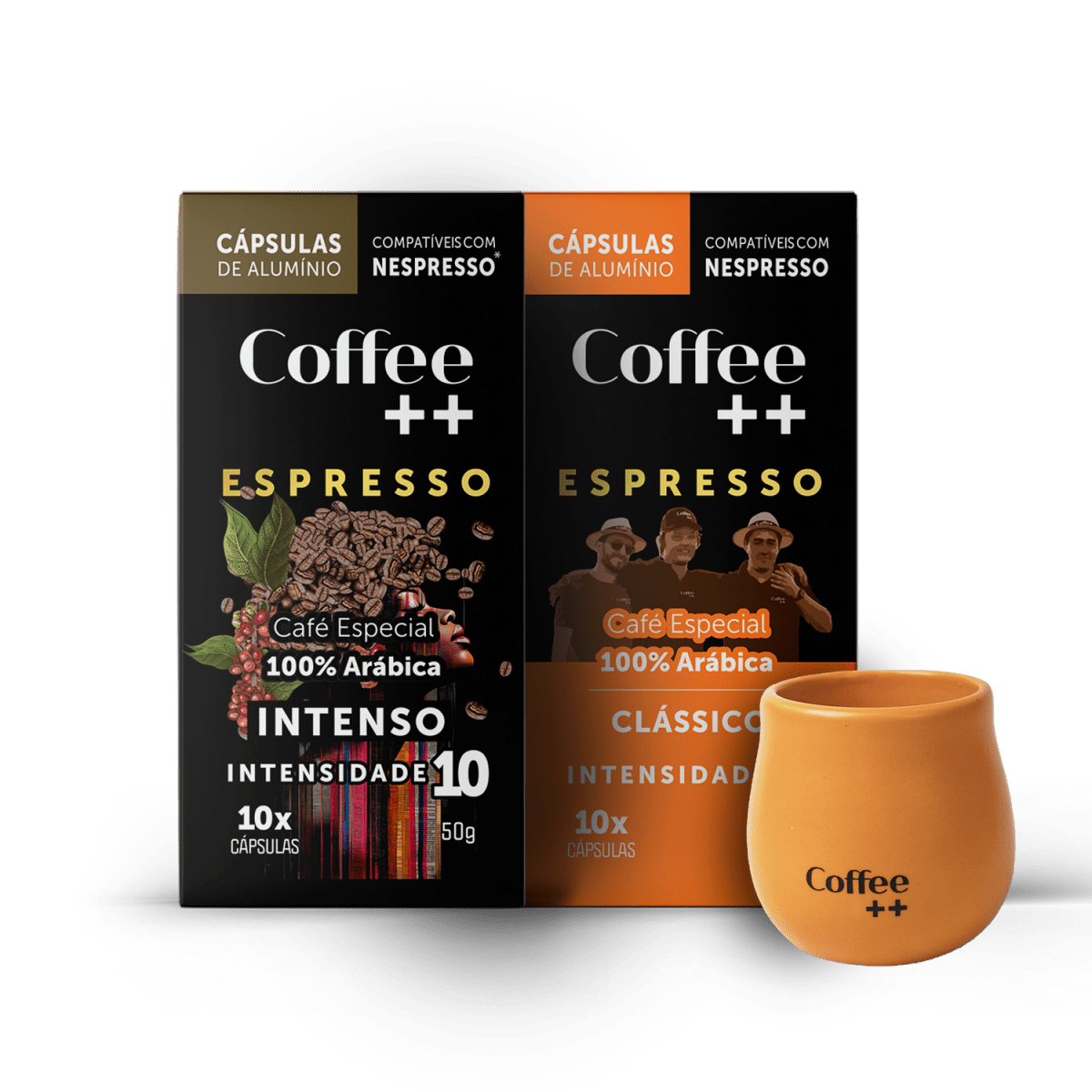 Kit Intenso e Clássico com Copo de Cerâmica | Cápsula - 20 Unidades - Coffee Mais