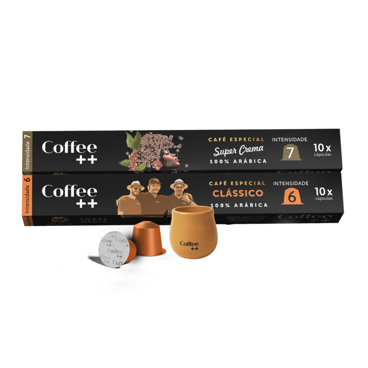 Kit Intenso e Clássico com Copo sortido de Cerâmica | Cápsula - 20 Unidades - Coffee Mais