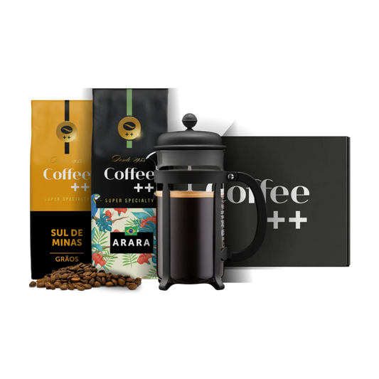 Kit Presente Prensa Francesa | Com 2 Cafés em Grãos selecionados - Coffee Mais